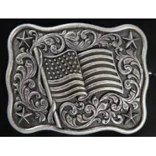 Fibbia Nocona Antique Silver USA Flag