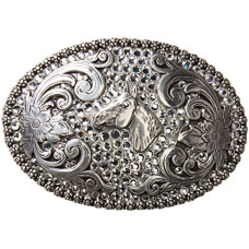 Fibbia Nocona Oval Horse and Rhinestones