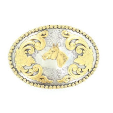 Fibbia Nocona Silver Gold Horse Head