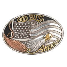 Fibbia Nocona Oval God Bless America Tricolor