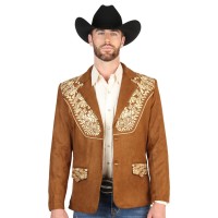 Giacca Blazer Western Ricamato in Ecopelle Scamosciata El General 45646