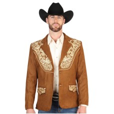 Giacca Blazer Western Ricamato in Ecopelle Scamosciata El General 45646