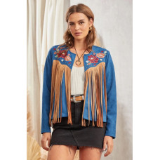 Giacca ecologica scamosciata Savanna Jane Blue and Fringe Giacca ecologica scamosciata Savanna Jane Blue and Fringe