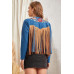 Giacca ecologica scamosciata Savanna Jane Blue and Fringe Giacca ecologica scamosciata Savanna Jane Blue and Fringe