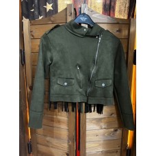 Giacca ecologica con frange Olive