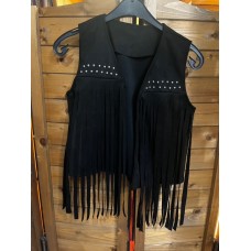 Gilet con borchie e frange Black Gilet con borchie e frange Black