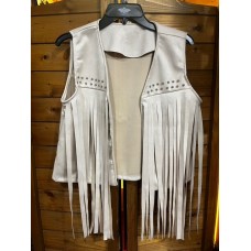 Gilet con borchie e frange Beige Gilet con borchie e frange Beige