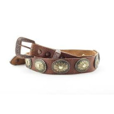 Cinturino per Cappello in Pelle Brown Oval Conchos