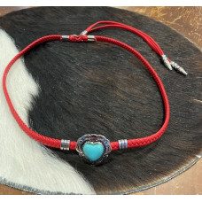 Cinturino Artigianale per Cappello Red Heart Turquoise Cinturino Artigianale per Cappello Red Heart Turquoise