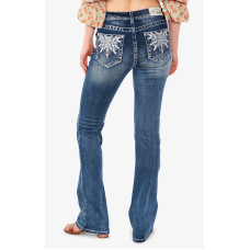 Jeans bootcut Grace in LA Aztec White Blue Design