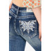 Jeans bootcut Grace in LA Aztec White Blue Design