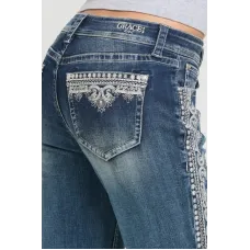 Jeans bootcut Grace in LA Ricamo Laterale