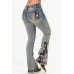 Jeans bootcut flare Grace in LA Flowers & Skull Jeans bootcut flare Grace in LA Flowers & Skull