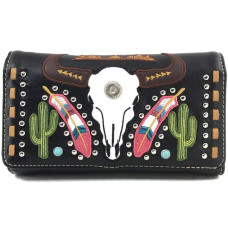 Portafoglio Longhorn Feathers Cactus in Ecopelle - con Tracolla Portafoglio Longhorn Feathers Cactus in Ecopelle - con Tracolla