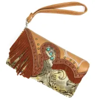 Portafoglio Floral Frange Beige in Ecopelle Portafoglio Floral Frange Beige in Ecopelle