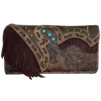 Portafoglio Floral Frange Brown in Ecopelle Portafoglio Floral Frange Brown in Ecopelle