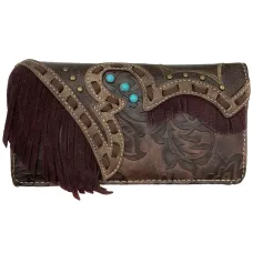 Portafoglio Floral Frange Brown in Ecopelle Portafoglio Floral Frange Brown in Ecopelle
