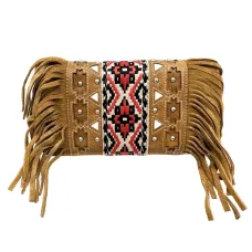 Portafoglio Aztec Brown Fringe in Ecopelle - con Tracolla