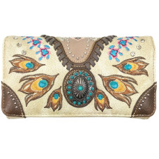 Portafoglio Feathers Beige in Ecopelle - con Tracolla Portafoglio Feathers Beige in Ecopelle - con Tracolla