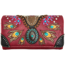 Portafoglio Feathers Red in Ecopelle - con Tracolla Portafoglio Feathers Red in Ecopelle - con Tracolla