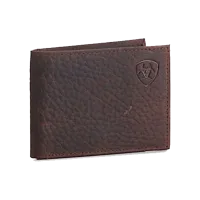 Ariat Portafoglio Uomo In Pelle Marrone Con Ricamo E Concho – 3 Ante, Slot Trasparente E Porta Carte - 3