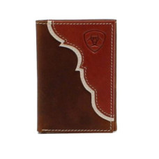 Portafoglio Trifold da uomo in pelle Ariat Two Tone Brown
