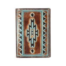 Portafoglio Trifold da uomo in pelle Ariat Turquoise Outline Southwestern Brown Portafoglio Trifold da uomo in pelle Ariat Turquoise Outline Southwestern Brown