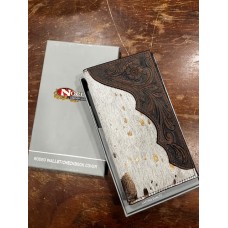 Portafoglio Rodeo da uomo in pelle Nocona Calf Hair Brown 