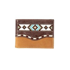 Portafoglio Bifold da uomo in pelle Nocona Floral Buck Lace Brown