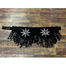 Cinturone in pelle con frange black