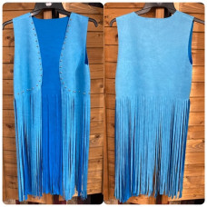 Gilet con borchie e Frange Turquoise