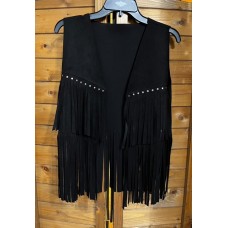 Gilet con Frange e Borchie Black