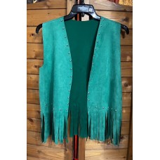 Gilet con Frange e Borchie Green