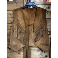 Gilet in pelle con frange da donna