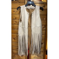 Gilet con Frange Beige