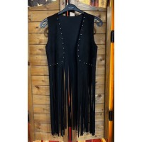 Gilet con borchie e frange Black