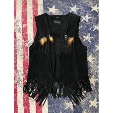 Gilet in pelle con frange da donna Presley Cuir mod.1