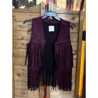 Gilet con borchie e frange Purple