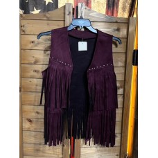 Gilet con borchie e frange Purple