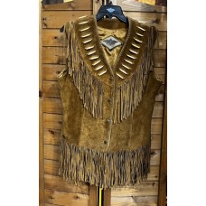 Gilet in pelle con frange da donna Stars & Stripes Brown Gilet in pelle con frange da donna Stars & Stripes Brown