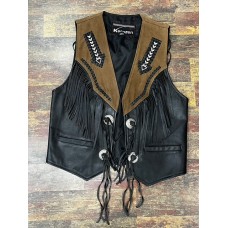 Gilet in pelle con frange e decorazioni da uomo Kerozen