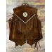 Gilet in pelle con frange e decorazioni da donna Kerozen brown