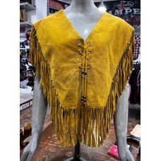 Poncho in pelle con frange da donna Old Creek