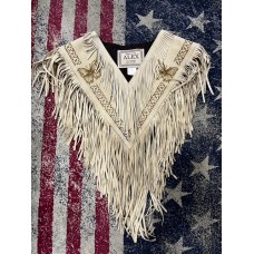 Poncho in pelle con frange da donna Alex Creaciones