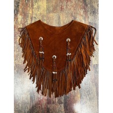 Poncho in pelle con frange da donna Brown