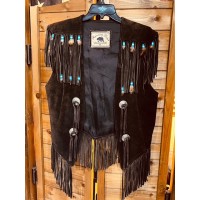 Gilet in pelle con frange da uomo Running Bear