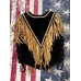 Gilet in pelle con frange da donna Stars & Stripes Bicolor