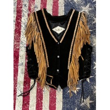 Gilet in pelle con frange da donna Stars & Stripes Bicolor
