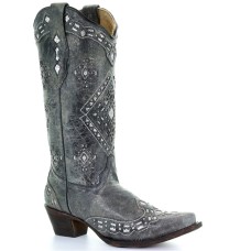 Stivali in pelle Western Corral Boots Silver Glitter Inlay Stivali in pelle Western Corral Boots Silver Glitter Inlay