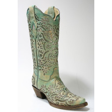 Stivali in pelle Western Corral Boots Turq Ice Glitter